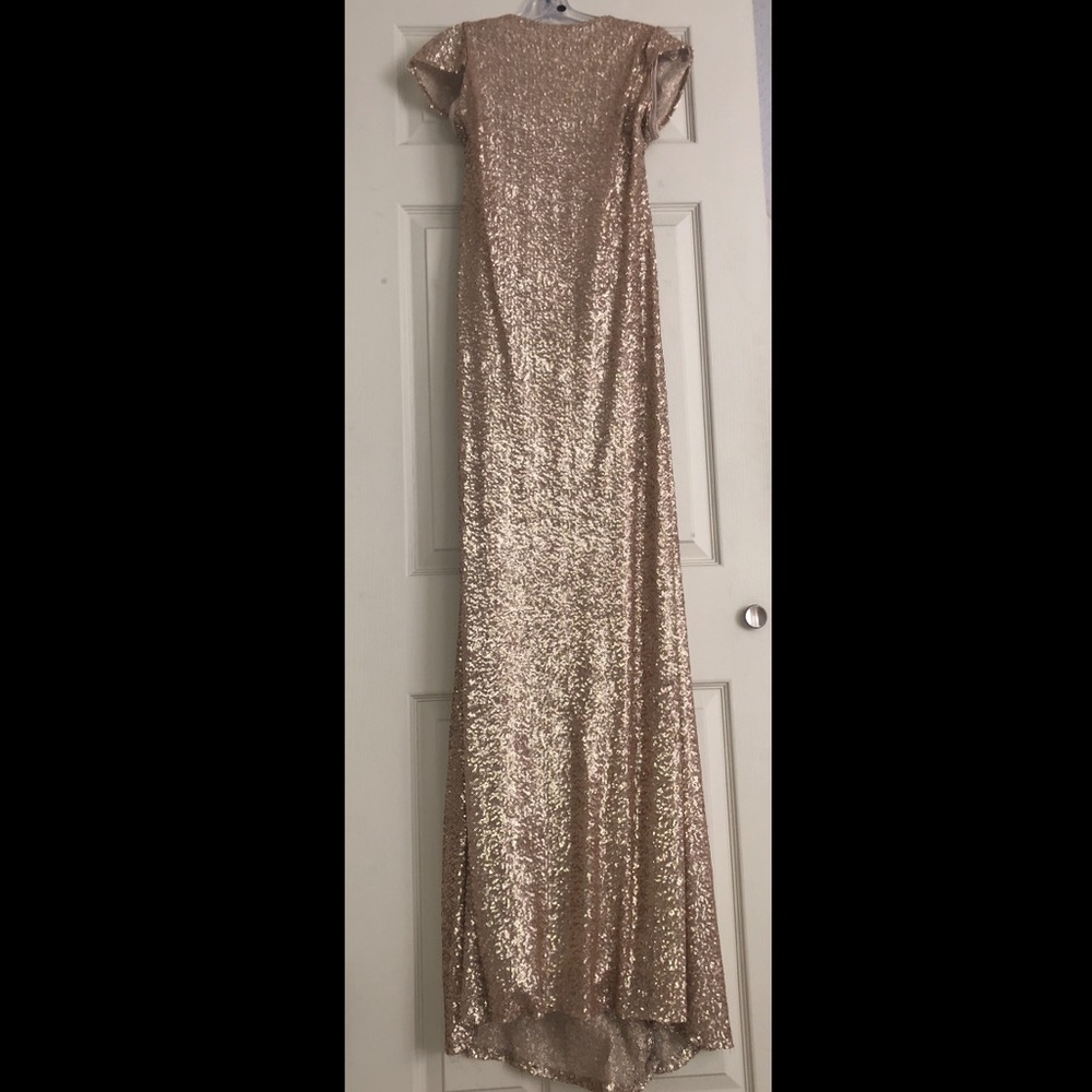Long Gold Sequin Bridesmaid Dress
